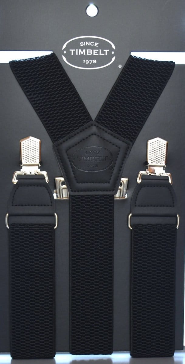 Timbelt Bretels Zwart - 4 Clips - Extra stevige Klem Clip - Elastische Bretels
