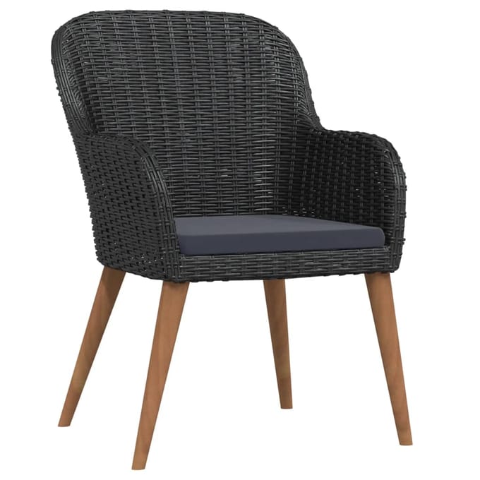 vidaXL - 5-delige - Tuinset - met - kussens - zwart