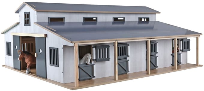 Kids Globe Paardenstal met 7 Boxen en Weiland 1:24