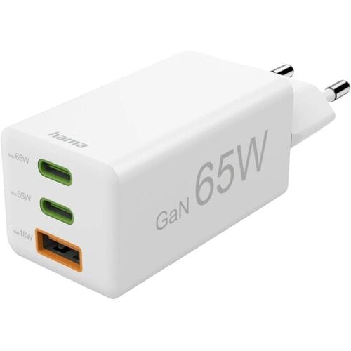Hama USB-oplader 65.00 W 1x USB-A, 2x USB-C USB PD Wit Binnen USB Power Delivery (USB-PD)