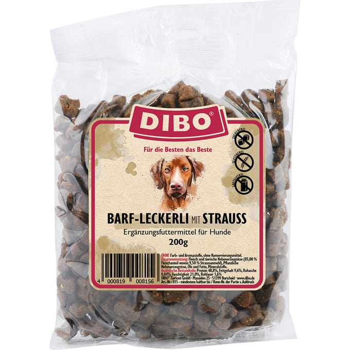 DIBO BARF-snoepjes met struisvogel - 2 x 200 g