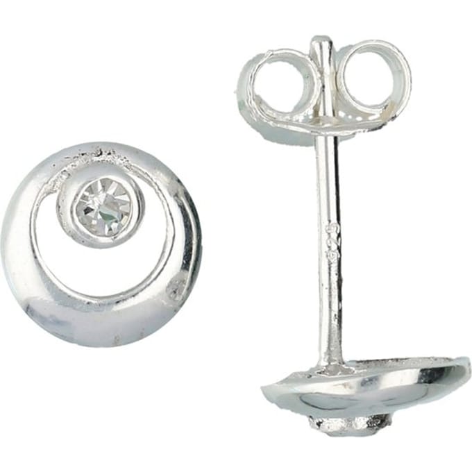 Lilly oorknopjes rond - zilver - zirkonia - transparant