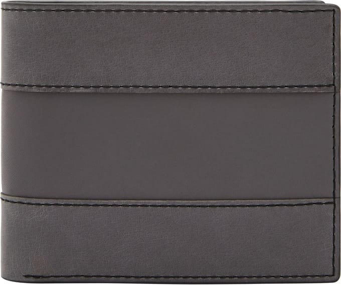 FOSSIL Leren Kaarthoes Everett Bifold Card Case Lead Gray Grijs