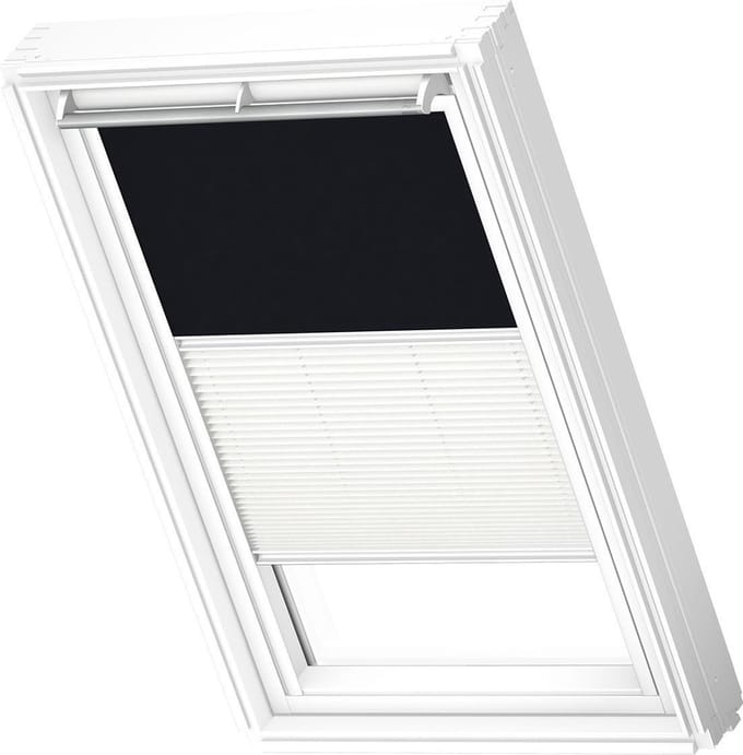 VELUX Origineel Verduisterend Rolgordijn Plus Plissé (DFD) Wit Kozijn, MK08, Zwart