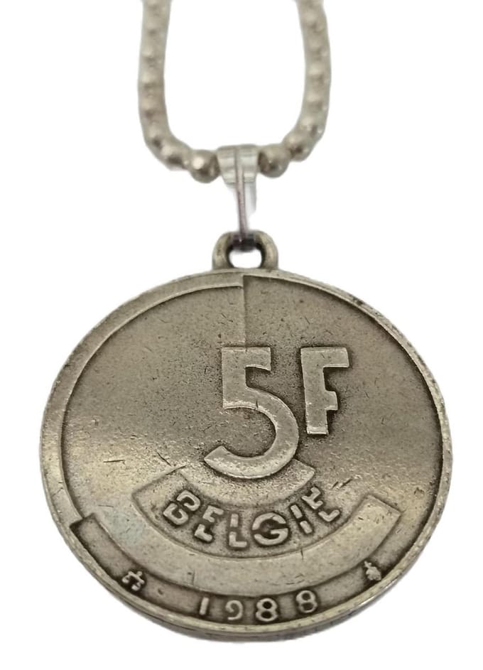 Ketting 5 franc belge verzilverd