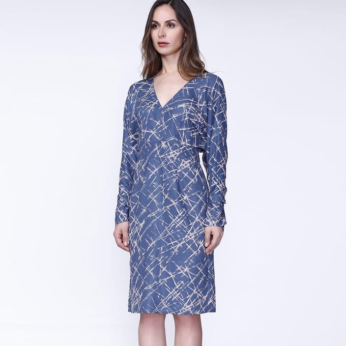 Geometrische print en v -neck jurk