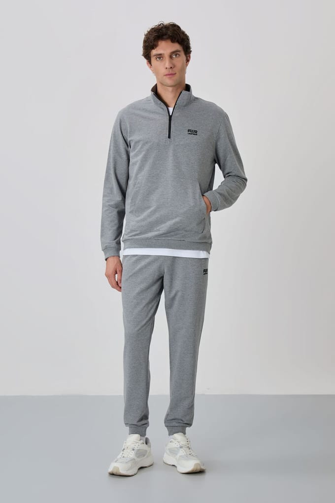 Heren Sweatshirt en Broek Set met Rits aan de Voorkant