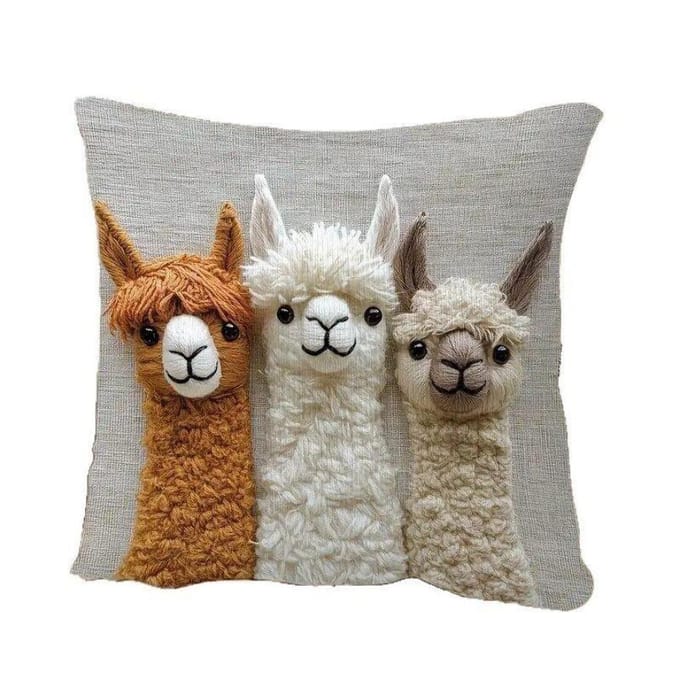 Moderne Vintage Alpaca Vrienden Print Kussensloop met Rits Kussenhoes gray
