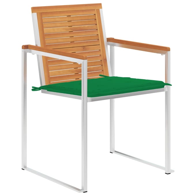 vidaXL - Tuinstoelen - 2 - st - met - kussens - massief - acaciahout - en - staal