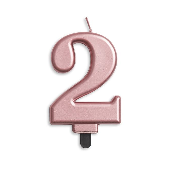 Globos Verjaardagskaars Cijfer 2 Wax 7,8 Cm Roségoud