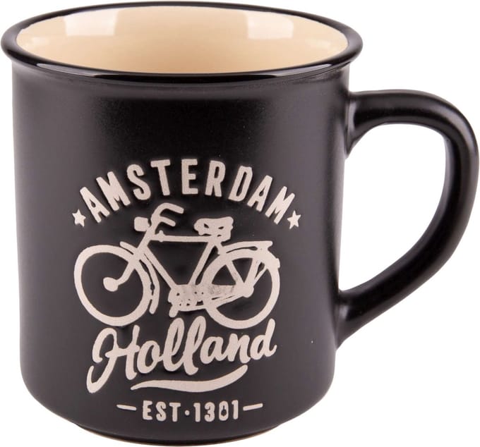 Mok Amsterdam Holland - 300 ml - Keramiek - Crème/zwart - Per Stuk