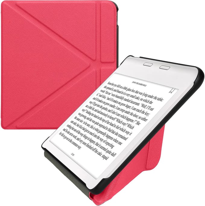 kwmobile e-reader hoesje geschikt voor Kobo Libra Colour hoes - Ereader flip case met standaard - E reader cover van kunstleer - In neon roze