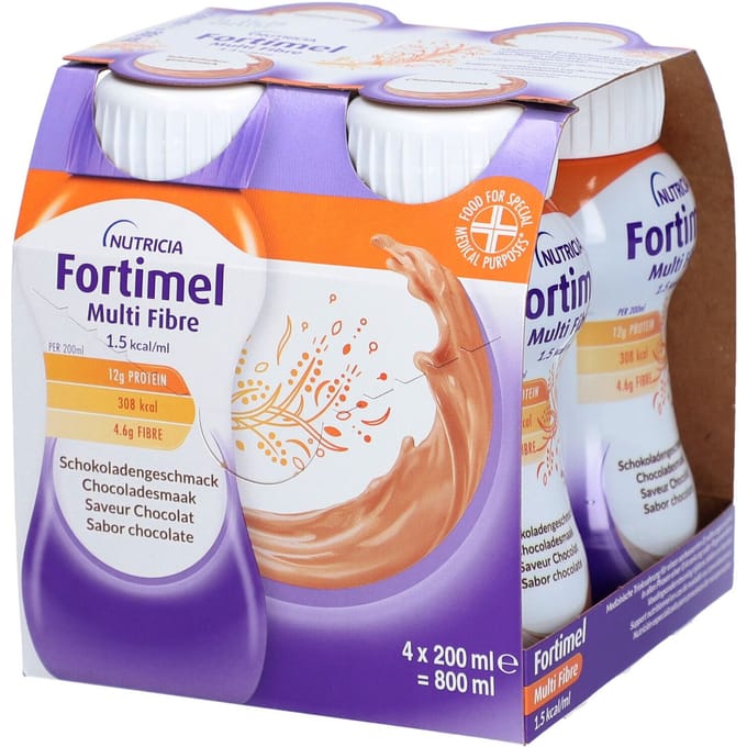 Fortimel Multi Fiber 1.5kcal | Chocolade Voedingssupplement Ondervoeding 4x200 Drinkbare oplossing