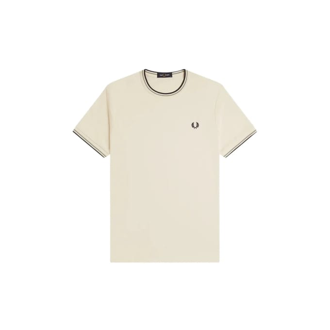 T-shirt met dubbel contrasterend biesje Fred Perry