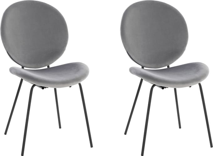 Clive-Stoel - Set van 2 - Grijs Velours