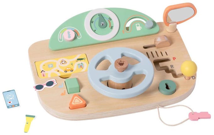Classic World houten speelgoed stuurwiel met accessoires voor kinderen.