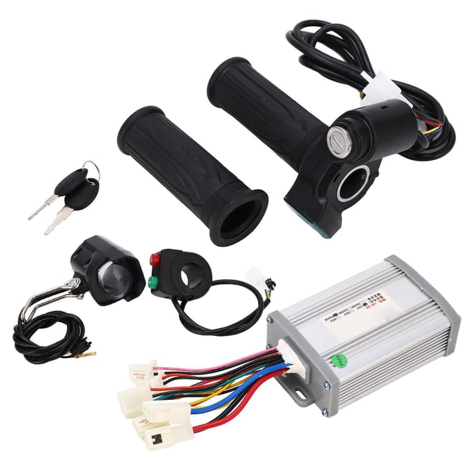 24V 800W Motor Borstel Controller Gashendel Draaigreep met Voorlichtschakelaar Elektrische Fiets black
