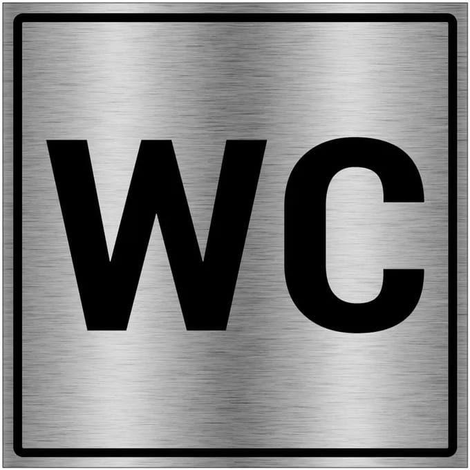WC bordje - gecoat brushed aluminium | 20 x 20 cm