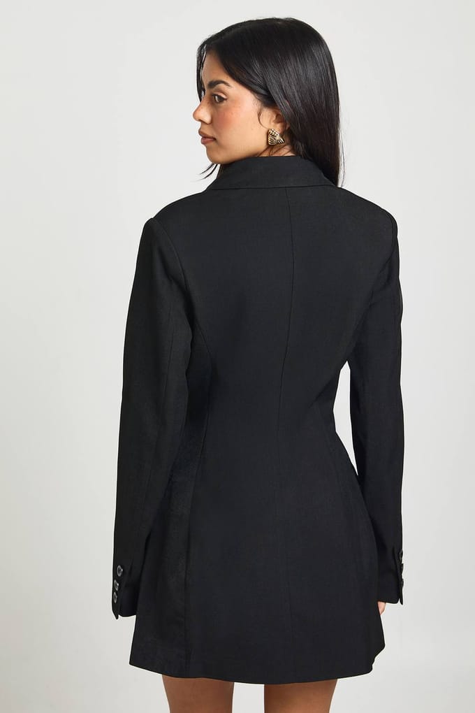 boohoo Dames Schoudervulling Blazer Jurk | Zwart | Maat: 38