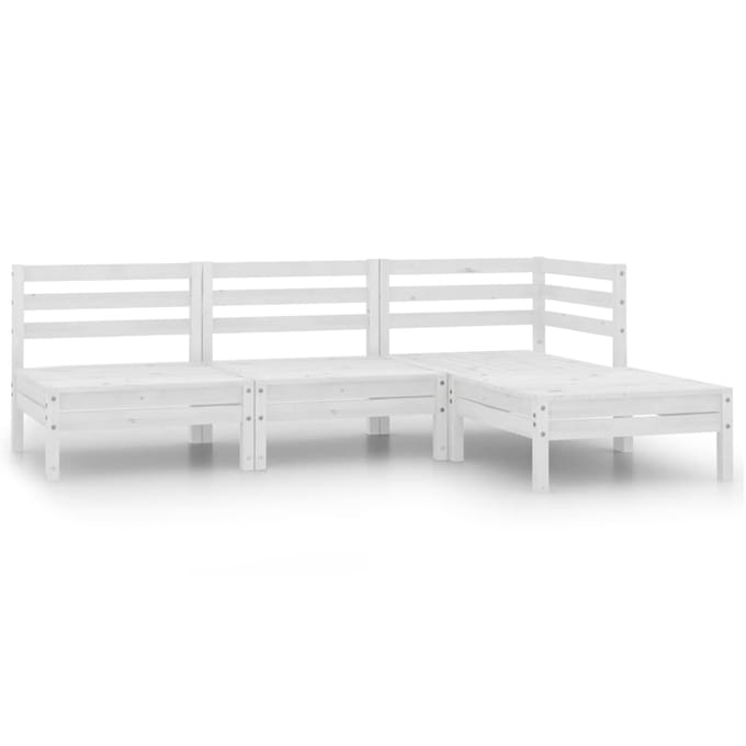 vidaXL - 4-delige - Loungeset - massief - grenenhout - wit