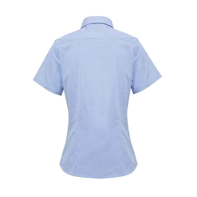 Premier Dames/Dames Gingham overhemd met korte mouwen (Lichtblauw/Wit)