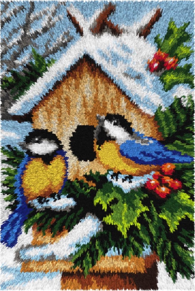 KNOOPKLEED ORCHIDEA - VOGELS MET VOGELNESTJE - 50 x 75 cm