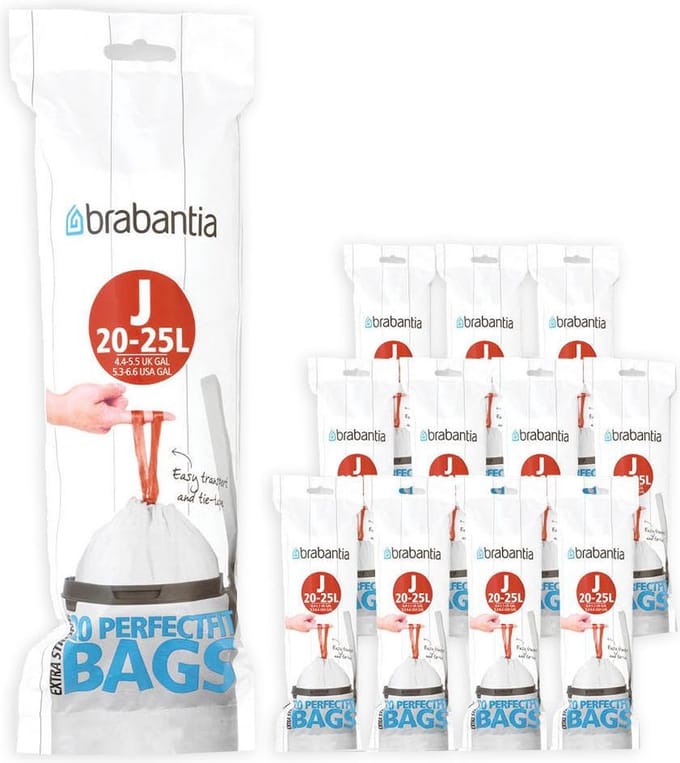 Brabantia PerfectFit Vuilniszakken - 20/25 l - Code J - 12 rollen x 20 stuks