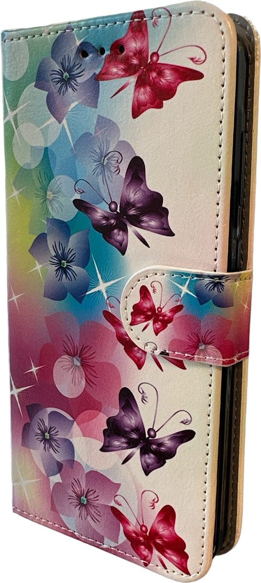 Elite Bookcase Geschikt voor: iPhone 12 hoesje - Pasjeshouder - Portemonnee - Kunstleer - Vlinders Print