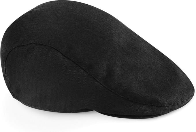 Beechfield Vintage Flat Cap Zwart Maat: S-M