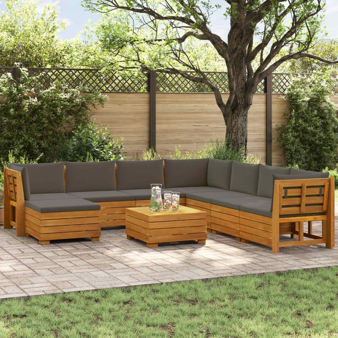 vidaXL - 9 - st - Buiten - bank - set - Massief - Acacia - Hout - Bruin