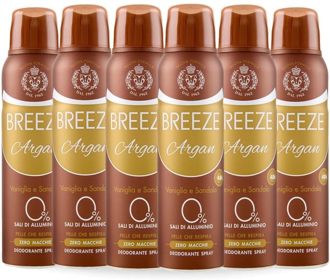 6x BREEZE Argan Deodorant Spray 150ml