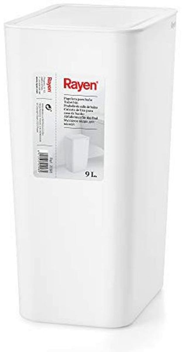 Badkameremmer met deksel, 9 liter, wit, 22 x 16 x 33 cm - Hoge kwaliteit en functioneel