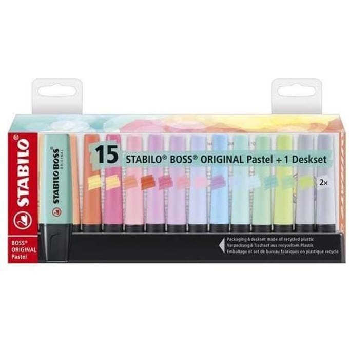 Markeerstift STABILO BOSS Original 70/15 pastel assorti deskset à 15 stuks