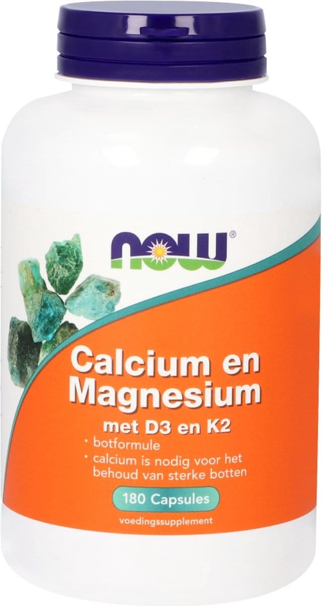 NOW  Calcium en Magnesium met D3 en K2 - 180 capsules