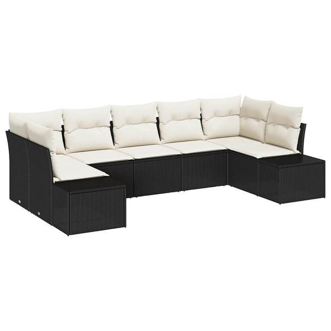 vidaXL Tuin Sofa Set 7 st Zwart poly rattan