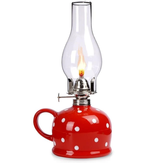 Orion TECKA - Keramische Olie Lamp - Rood met Witte Stippen - 28,5 cm - 530 ml