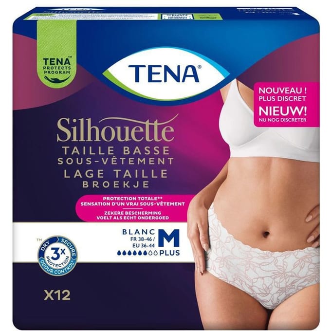 Tena Silhouette Plus Wit - Lage taille Medium - 1 pak van 12 stuks