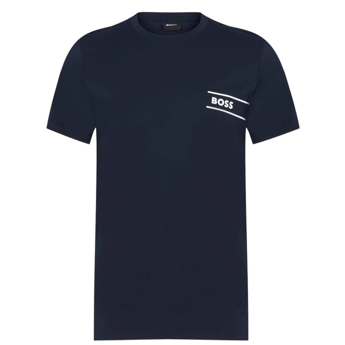 Boss Heren Hbw Logo Crew Hals T-shirt (Donkerblauw)