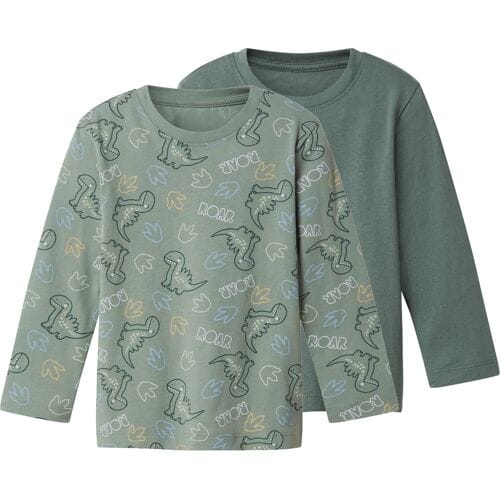 LUPILU Set van 2 kinder longsleeves (groen, 86/92)