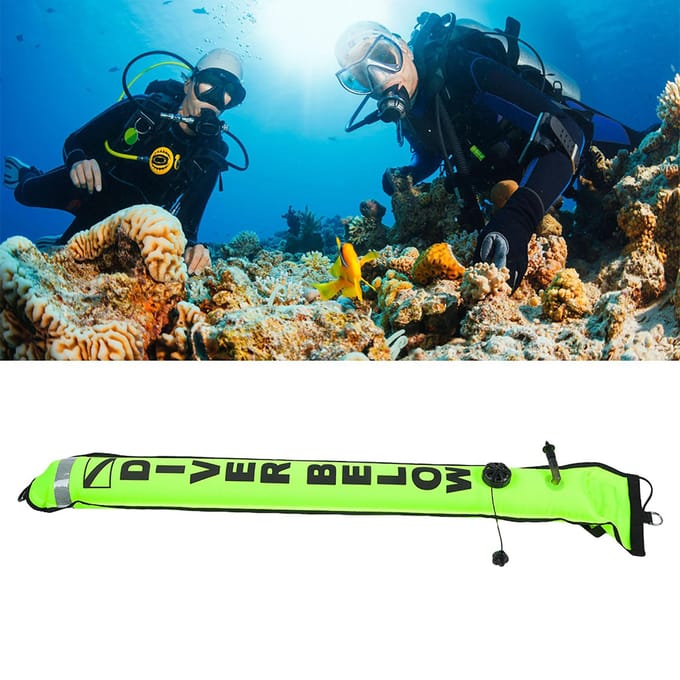 Bouée de signalisation de surface gonflable de plongée sous-marine haute visibilité 4 pieds(Jaune fluorescent) green