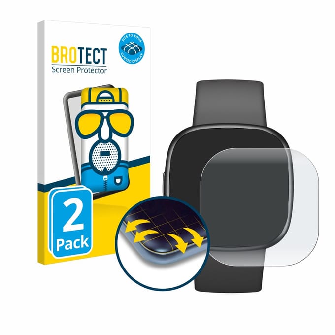 BROTECT - Screenprotector voor Fitbit Sense 2 - Folie Beschermfolie matte volledig dekking 2 Stuks