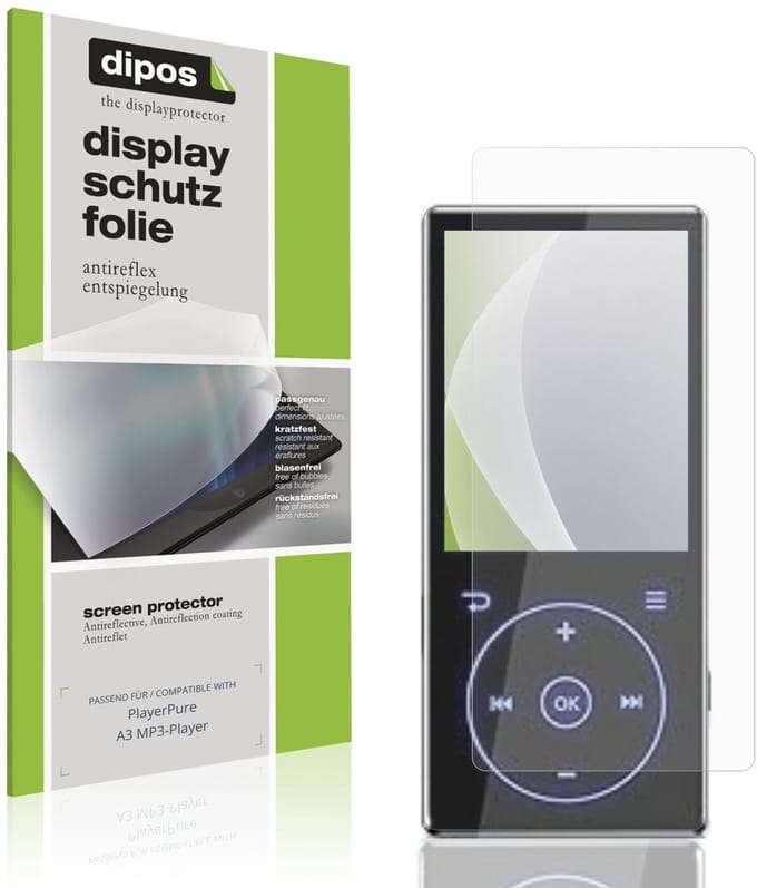 dipos – 4x Matte Beschermfolie geschikt voor PlayerPure A3 MP3-Player | Krasbestendige & antireflecterende Screenprotector Ultra-Thin