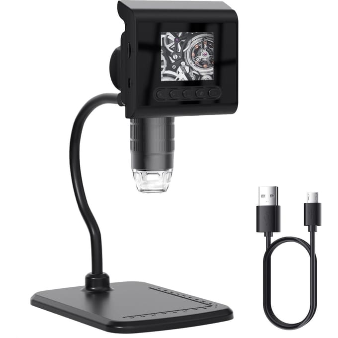 2.4'' LCD Digitale Microscoop, 1080P 1000X Vergroting Zoom Microscoop Camera, Draagbare Vergrootglas 0 zwart