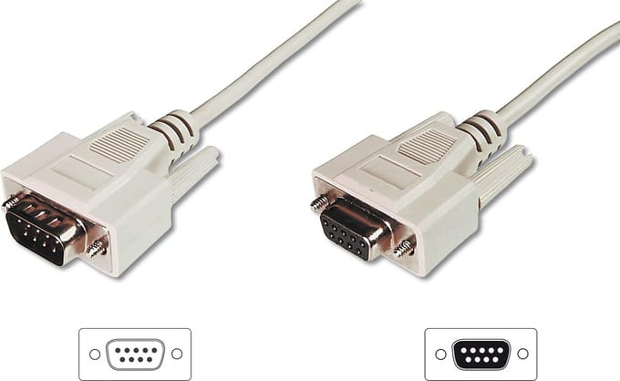 Digitus 10.0m D-Sub9 seriële kabel Beige 10 m