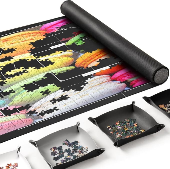 Puzzelmat - Legmat Puzzel - Puzzels Maken - Met Sorteervakken - 116 x 66 cm - Zwart