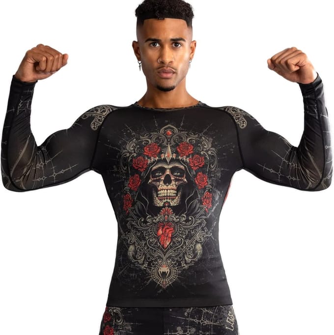 Venum Santa Muerte 5.0 L/S Rashguard Diepzwart Goud - S