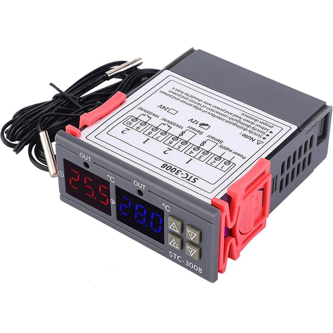 Digitale Intelligente Thermostaat Instelbare Temperatuurregelaar Schakelaar met Dubbele NTC (12V) black