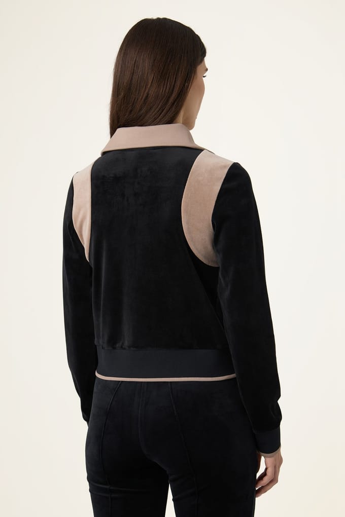 FILA Adriano Slim Velour Track Jacket Black-taupe Gray Größe: M | Leichte Jacken Outlet | Damen | Grau