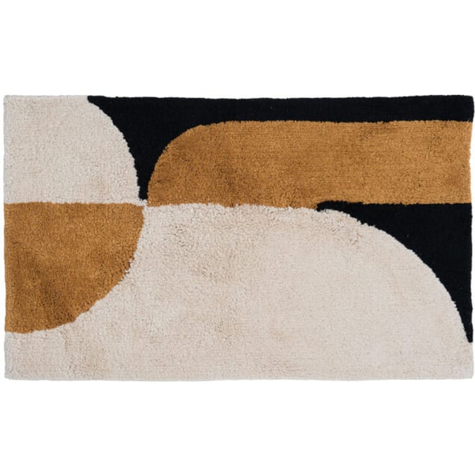 Badmat Bowie - Oker 60 x 100 cm - Katoenen Badmat met Grafisch Patroon