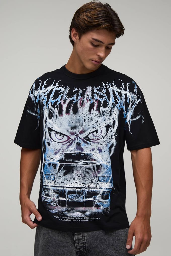 Oversized T-shirt Met Autoprint En Zichtbare Naden | Black | Size XS